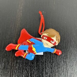 Christmas Holiday Ornament Superhero Boy Cape Can Be Personalized Red‎ Blue